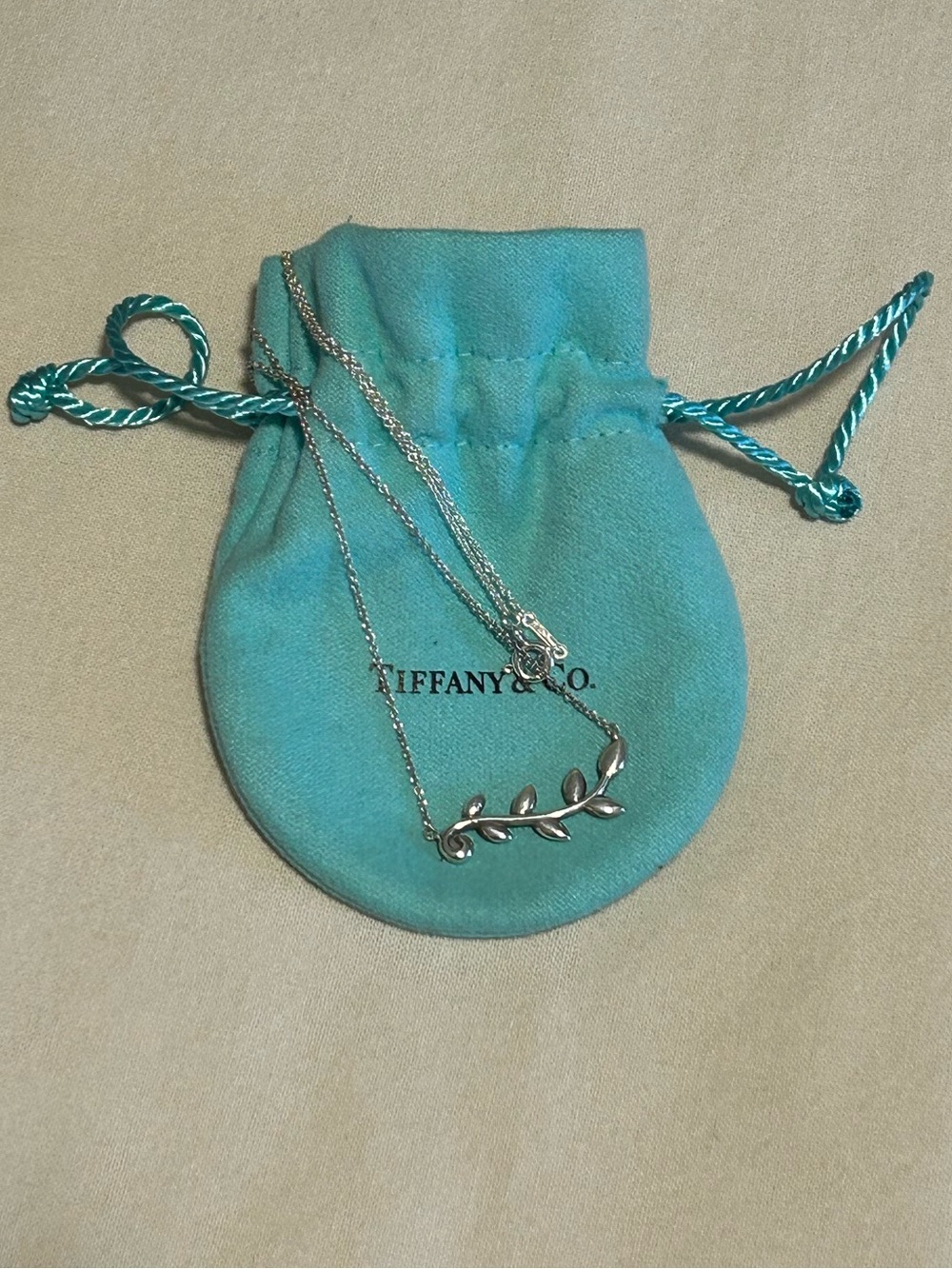 Tiffany & Co. Silver Leaf Vine Pendant Necklace